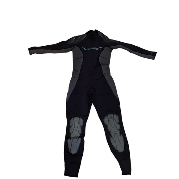Women’s Akona Adventure Gear Quantum Stretch  Full Wet Suit  7/8 Back Zip Aqua - Picture 2 of 6